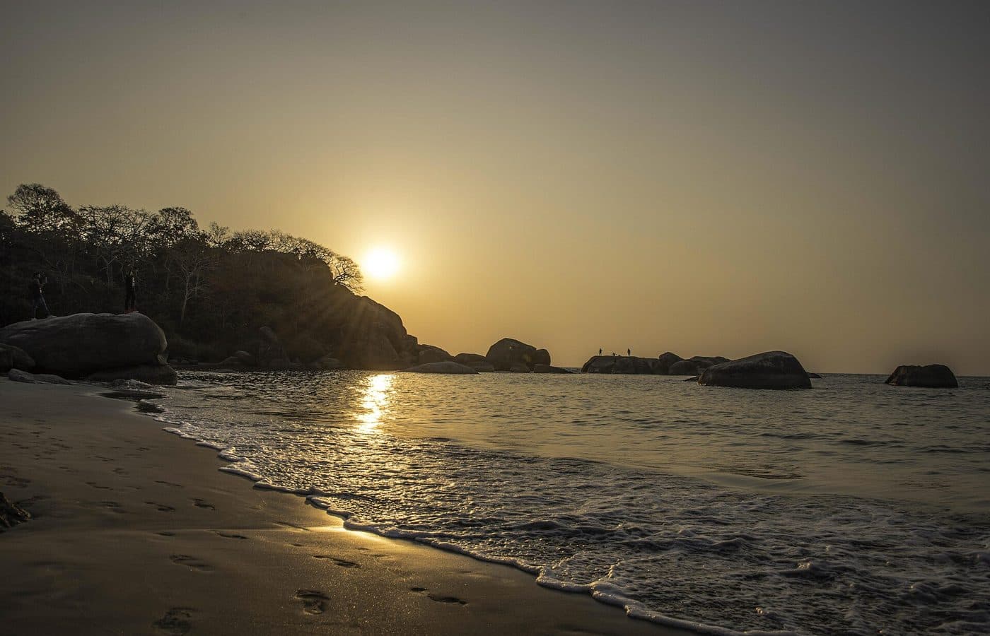 Sunset over the empty sand at Agonda