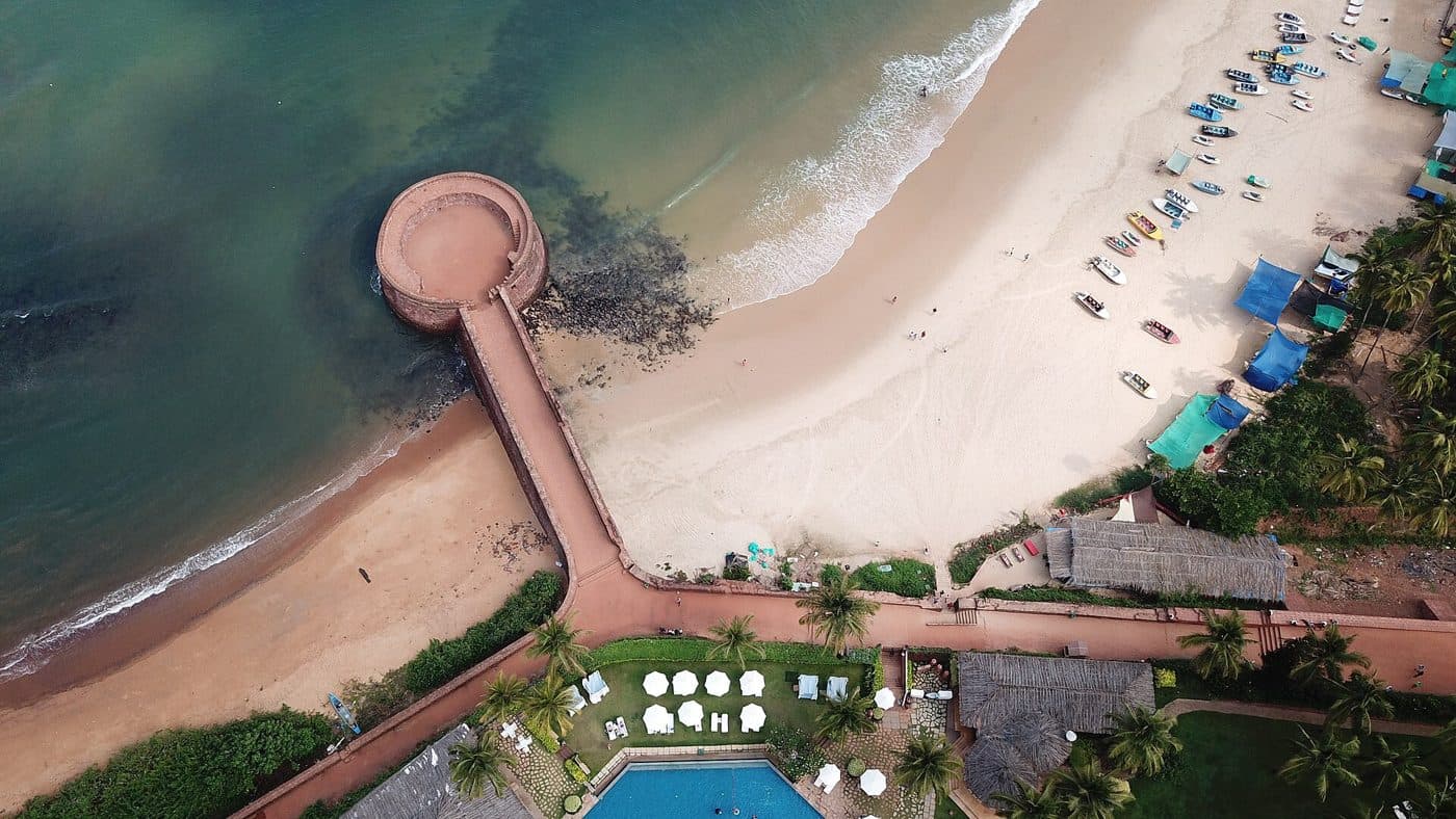 Fort Aguada from above with the lighthouse